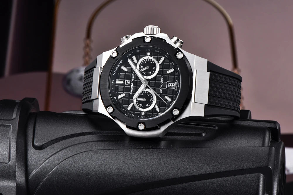 PAGANI DESIGN men’s quartz watches – Luxury sports chronograph, water-resistant, featuring luminescent hands and a sapphire crystal with anti-reflective coating