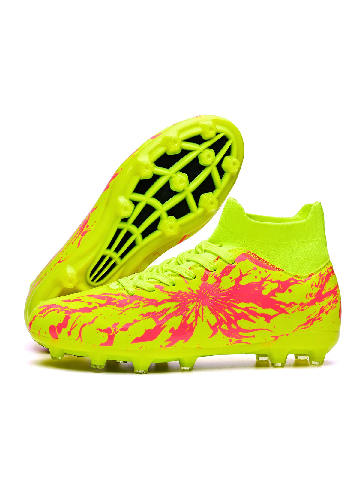 Chaussures de football professionnelles AG/FG pour hommes et femmes, antidérapantes, avec crampons longs, confortables, en PU, pour terrain gazonné, compétition et entraînement