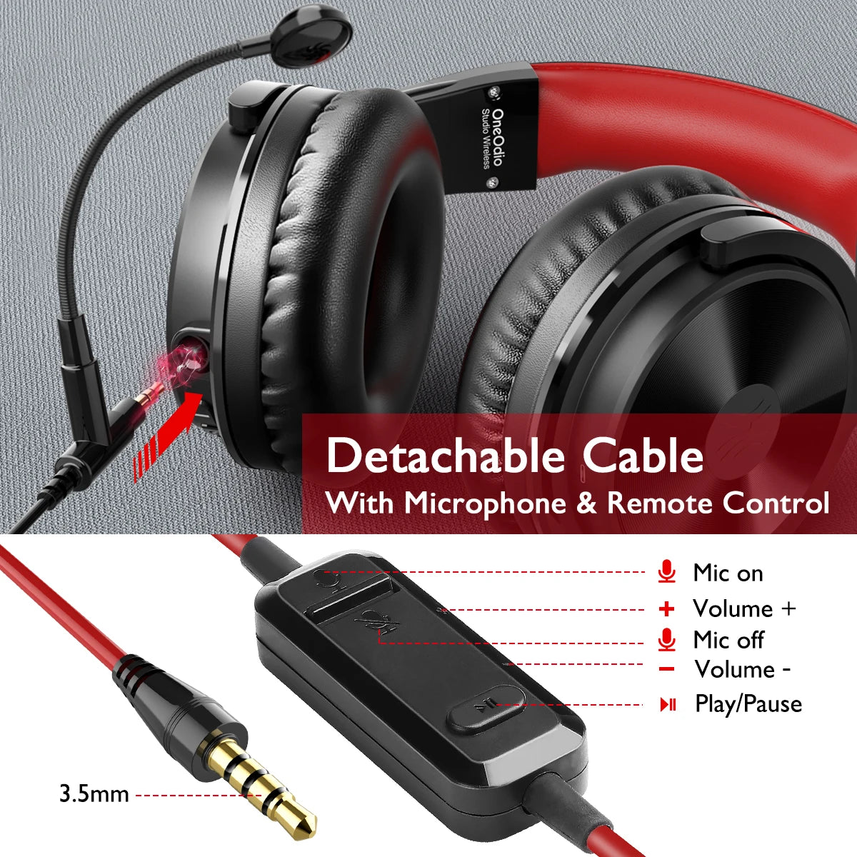 Cuffie da gaming wireless Bluetooth 5.2 OneOdio 110H – Autonomia di 110H, cuffie over-ear con bassi profondi e microfono, headset 2-in-1 cablato e wireless per PC PS4