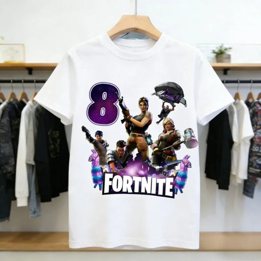 Fortnite Children’s Birthday Number T-Shirt Girls Boys Summer Clothes Baby Cotton Tee Shirts Party Short Sleeve Tops Toddler Gift