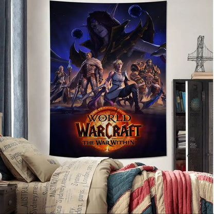 Populärt spel World of Warcraft – stor väggbonad med tryck, billig hippie-väggbonad, bohemiska väggbonader, mandala, heminredning