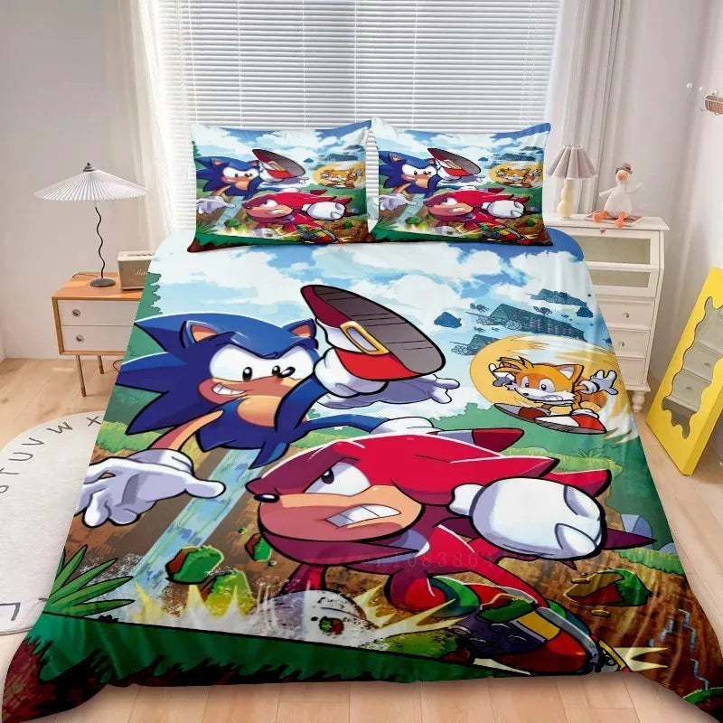 2/3pcs Sonic Duvet Cover Kids Bedding Set Comforter Cover Set for Bedroom Decor Teens Children Gifts single double bed