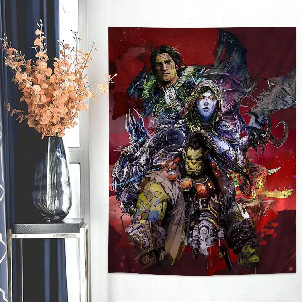 Populärt spel World of Warcraft – stor väggbonad med tryck, billig hippie-väggbonad, bohemiska väggbonader, mandala, heminredning