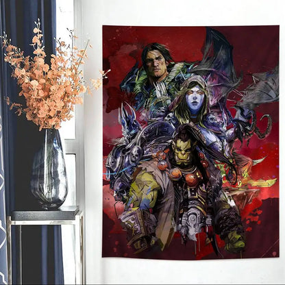Populärt spel World of Warcraft – stor väggbonad med tryck, billig hippie-väggbonad, bohemiska väggbonader, mandala, heminredning