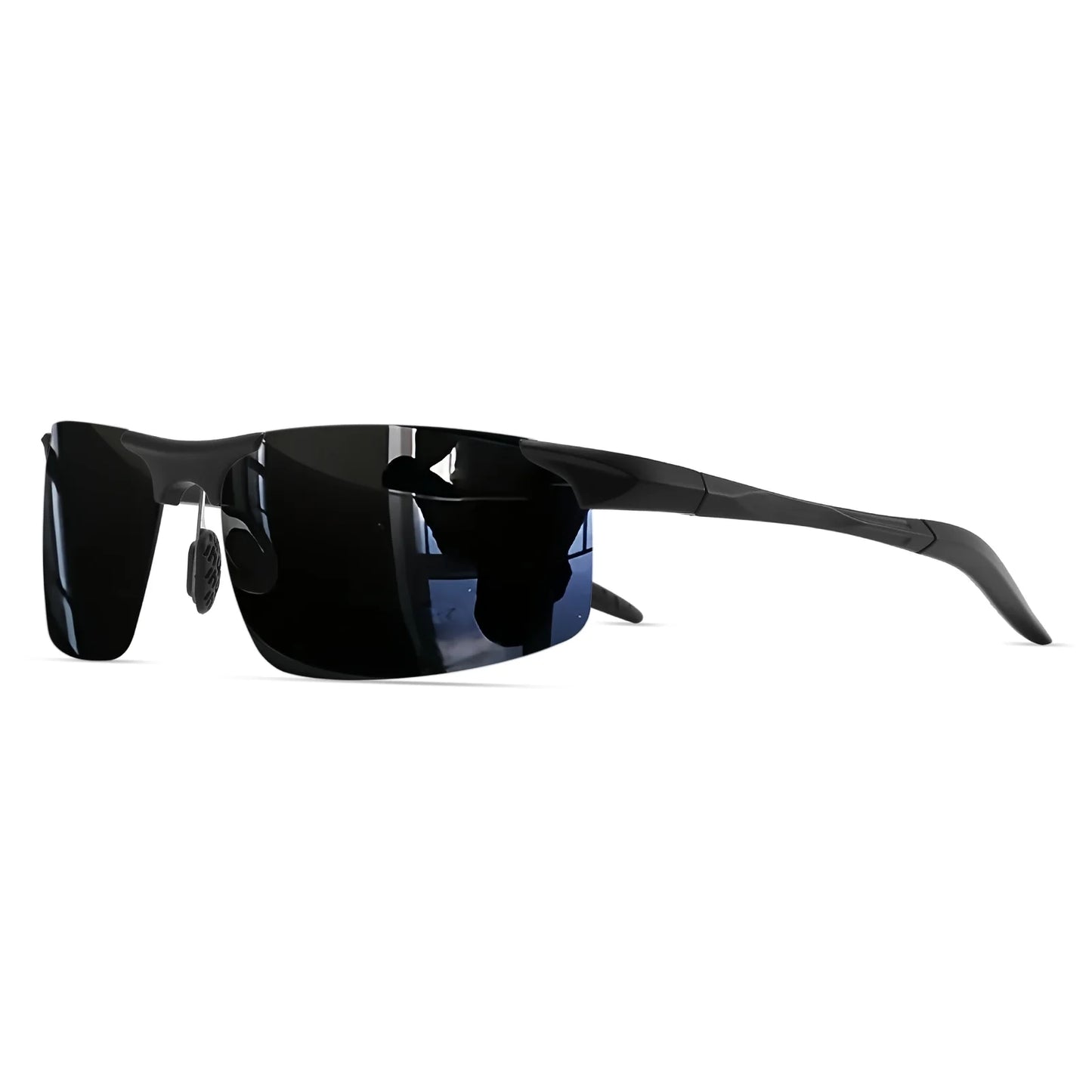 Classic Retro Semi-Rimless Square Polarized Sunglasses - Lightweight PC Frame & Spring Hinges, UV400 Unisex for Driving, Fishing