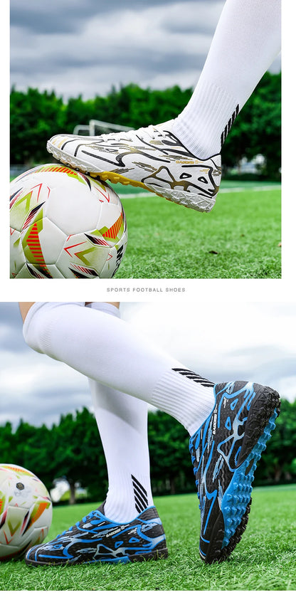 Chaussures de football à crampons longs et basses, chaussures de sport respirantes et antidérapantes pour hommes, chaussures de sport résistantes à l'usure pour l'entraînement sur gazon naturel