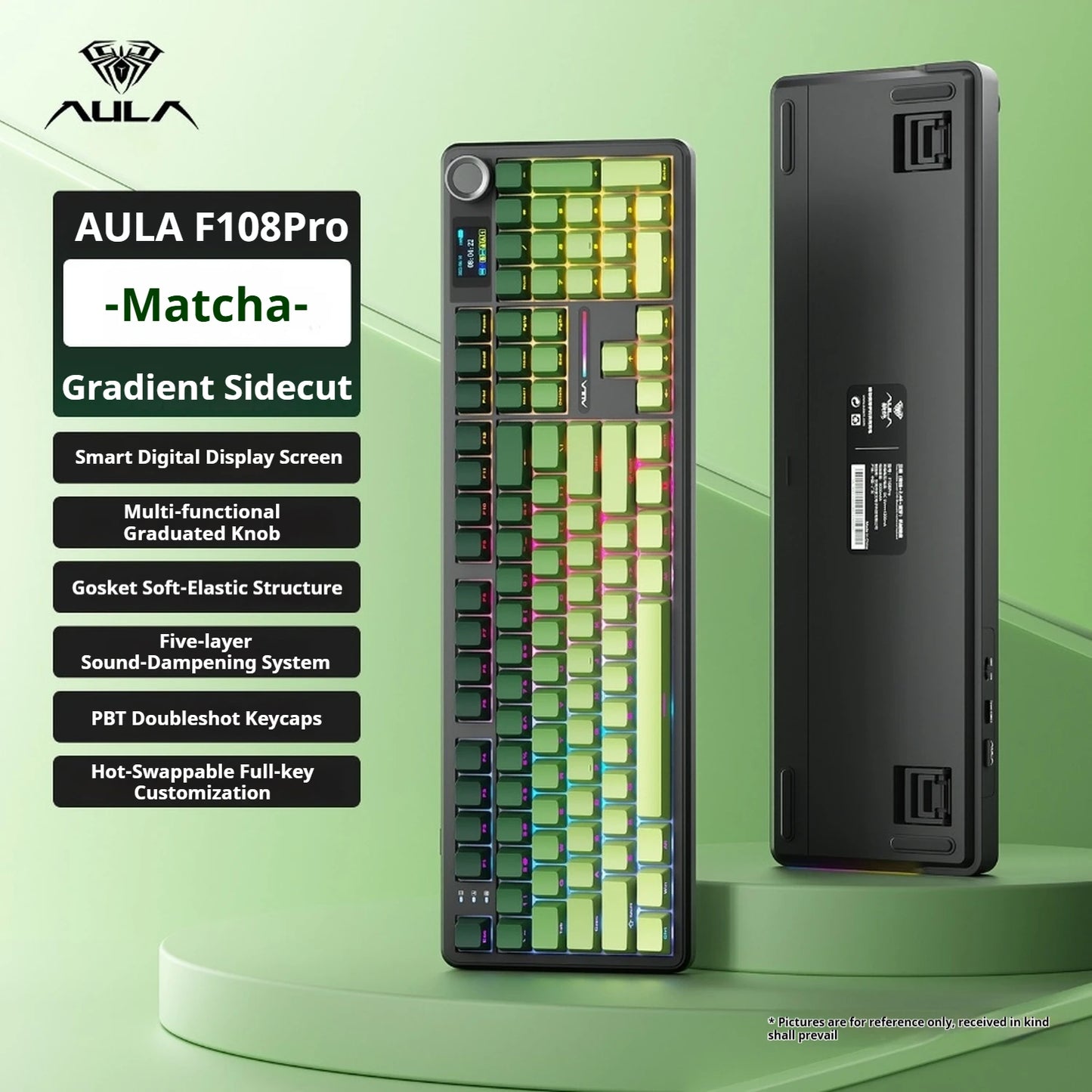 AULA F108 PRO Mechanische Tastatur Custom 100%-Layout RGB-Hintergrundbeleuchtung Kabellos Bluetooth Hifi-Switch Gaming-Tastatur