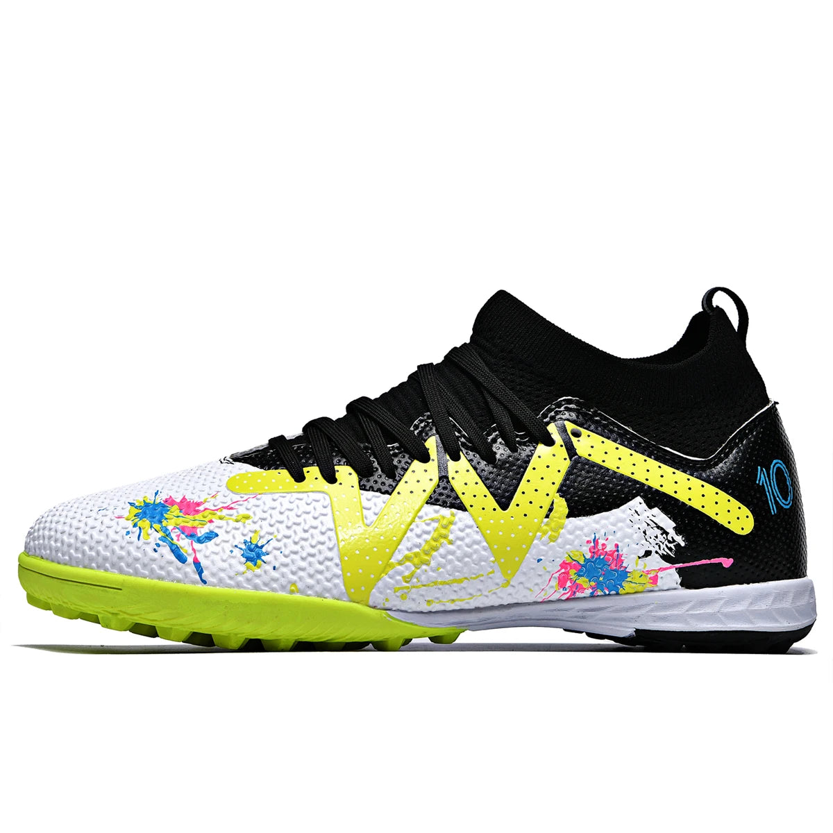 TF Turf Soccer Shoes PU Fabric Breathable Upper Rubber Sole Wear-Resistant Anti-Slip Men Women Kids Youth Training Sneakers