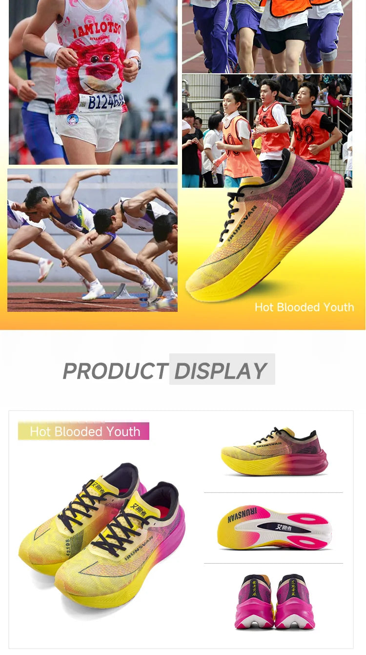 IRUNSVAN Men Running Shoes Breathable Sports Shoe Lightweight Marathon Carbon plate Sneaker Casual Comfortable Athletic Training