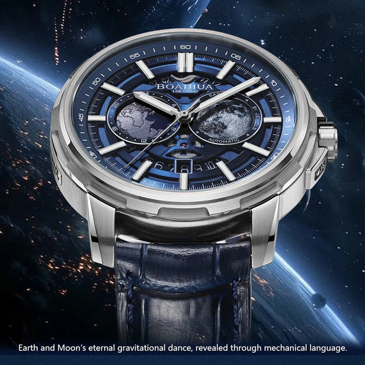BORIAGE(BOAIJIUA) vollautomatische mechanische Herrenuhr mit Originaldesign, wasserdichte leuchtende mechanische Armbanduhr