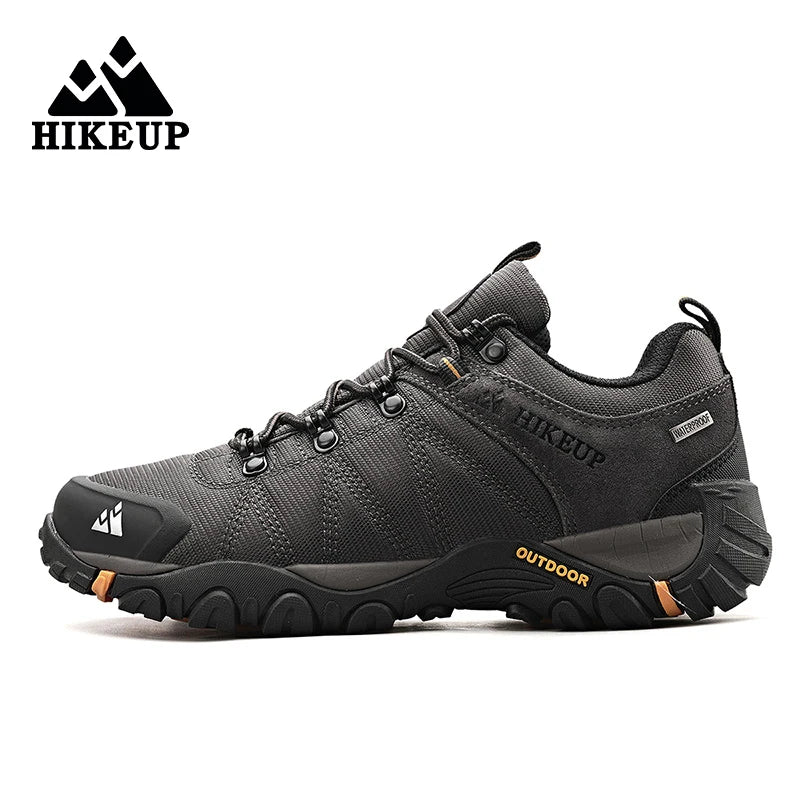HIKEUP fire-sæsons vandresko til mænd, udendørssport, ægte læder, slidstærke klatresko, gummisål, trekking-sneaker
