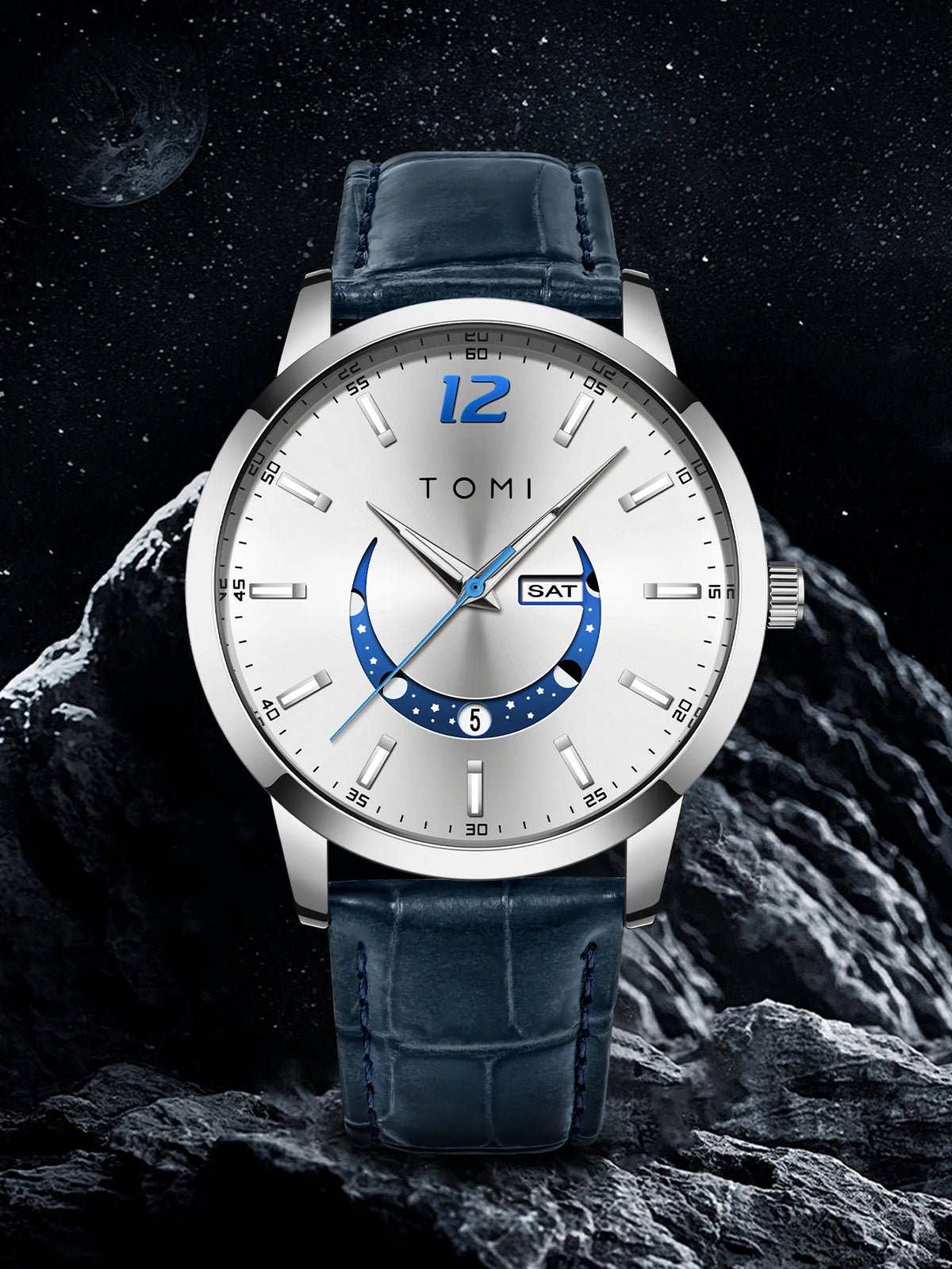 Orologio al quarzo TOMI, dallo stile elegante e professionale, con cinturino in pelle, cassa in lega e quadrante con lancette – Design di alta gamma, idea regalo per uomo