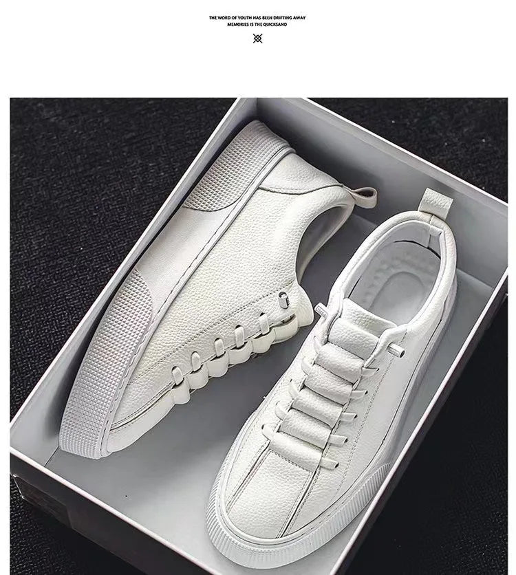 Zapatillas deportivas para hombre, calzado informal, zapatos planos para hombre, zapatillas ligeras de cuero sintético (PU), calzado transpirable, zapatillas deportivas blancas para hombre