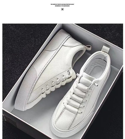 Zapatillas deportivas para hombre, calzado informal, zapatos planos para hombre, zapatillas ligeras de cuero sintético (PU), calzado transpirable, zapatillas deportivas blancas para hombre