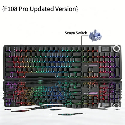 AULA F108 PRO Mechanische Tastatur, individuelles 100-%-Layout, RGB-Hintergrundbeleuchtung, kabellose Bluetooth-Verbindung, HiFi-Switch, Gaming-Tastatur