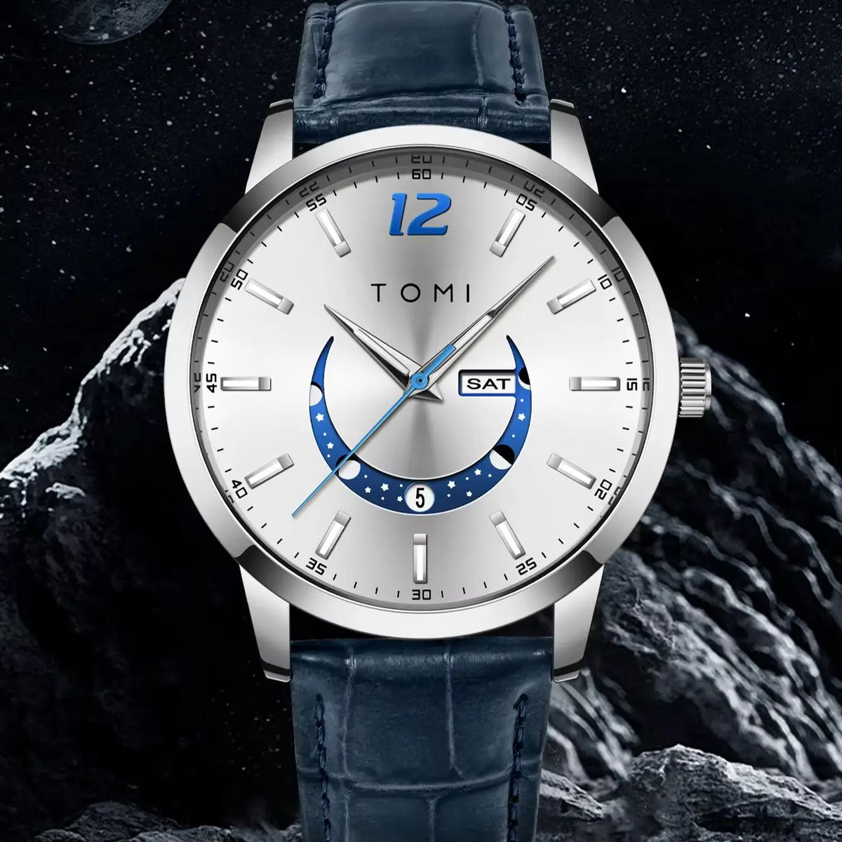 Orologio al quarzo TOMI, dallo stile elegante e professionale, con cinturino in pelle, cassa in lega e quadrante con lancette – Design di alta gamma, idea regalo per uomo