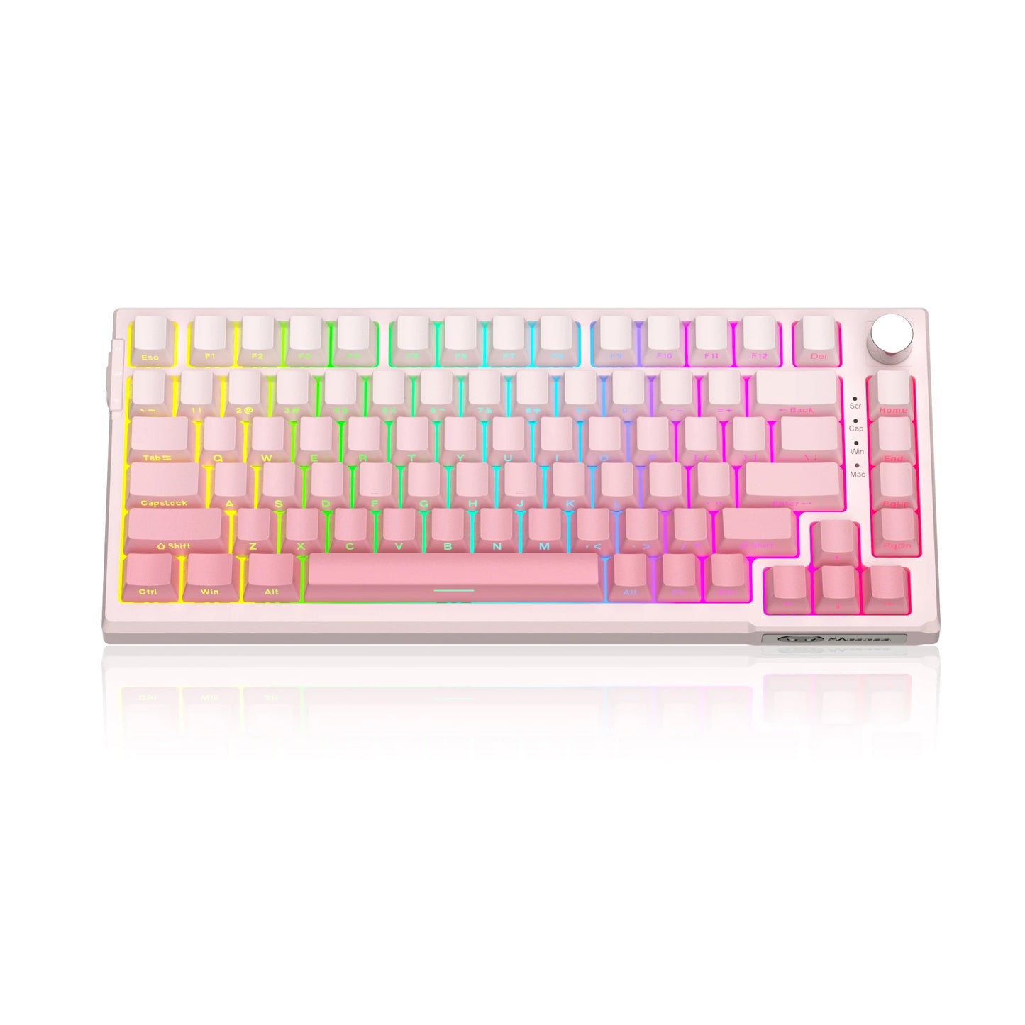 Teclado gaming mecânico MageGee SKY81 75%, RGB, gasket mount, hot-swappable, com fios, personalizável, som cremoso, amortecimento acústico e botão rotativo
