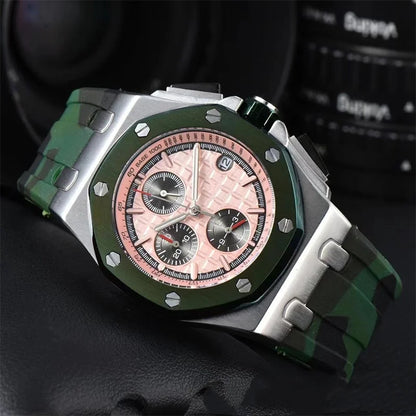 Men's Chronograph Sport Watch Date Display Luxury Chronograph Wristwatch Sport & Business Casual Watch with Rubber Strap
