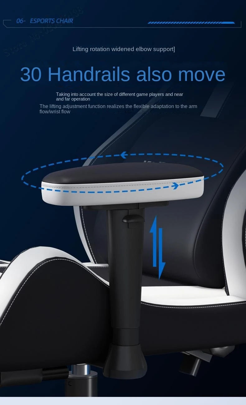 Ergonomic Gaming Chair with Latex Seat Cushion, Adjustable Backrest, Dual Headrest, 4D Pneumatic Lift, Office Computer Chair