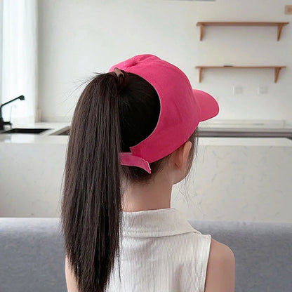 Bows Children Baseball Caps Hollow Empty Top High Ponytail Caps Adjustable Kids summer Sun Hats Boys Girls Hip hop Baseball Hat