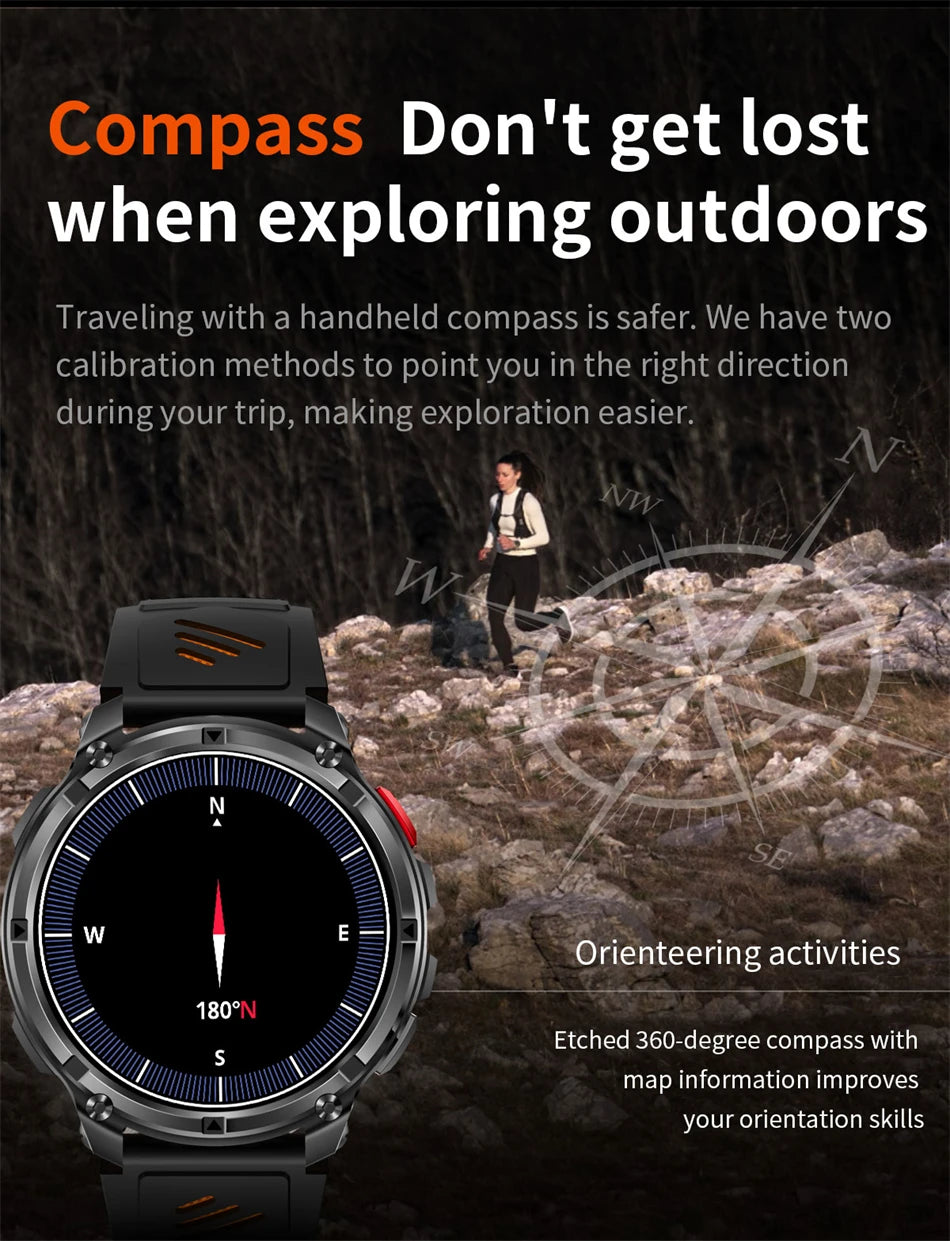 New Original 1100mAh Battery Men Smart Watch Outdoor GPS 10ATM Waterproof Bluetooth Call Sport Smartwatch For Android IOS Phones