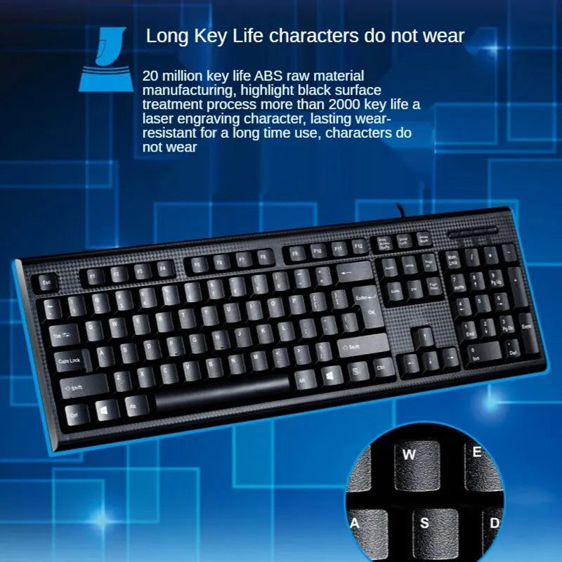 Q9 Einzelne Tastatur USB, quadratischer Anschluss, für Büro und Zuhause, PS2-Rundanschluss, kabelgebunden, für Desktop-Computer