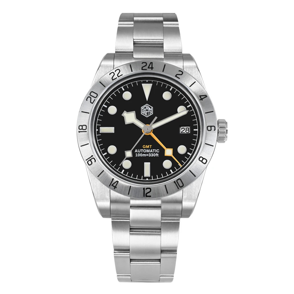 San Martin New 39mm NH34 BB GMT Automatic Mechanical Watch Sport Watch Sapphire Luminous Waterproof 100m for Men Relogio SN0054