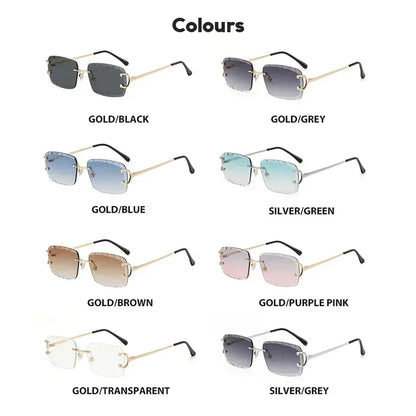 Fashion Square Sunglasses Vintage Women Men Frameless Sun Glasses Rimless Retro Luxury Brand Designer Eyeglasses UV400 Travel