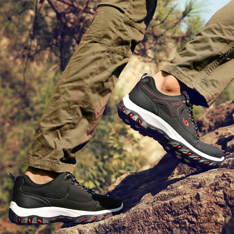 Sapatos casuais em pele para homem, ténis leves de caminhada para primavera, outono e inverno