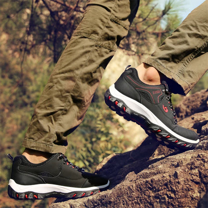 Sapatos casuais em pele para homem, ténis leves de caminhada para primavera, outono e inverno