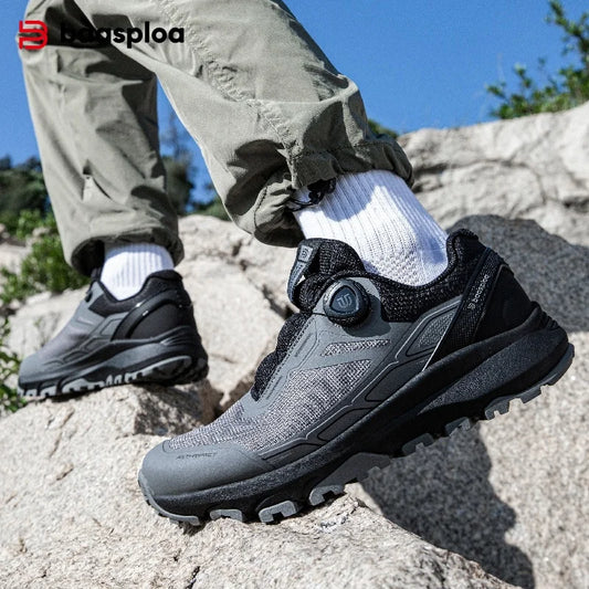 Baasploa Men Hiking Shoes Outdoor Climbing Mesh Breathable Travel Walking Shoes Male Non-Slip Wear Resistant Comfortable Sneaker