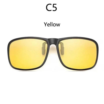 BOYSEEN Polarized Flip Clip Sunglasses Driving Dark UV400 Photochromic Anti Glare Lens Sun Glasses Car Driver Vintage Square