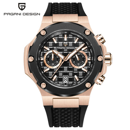 PAGANI DESIGN men’s quartz watches – Luxury sports chronograph, water-resistant, featuring luminescent hands and a sapphire crystal with anti-reflective coating