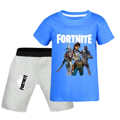 Fortnite Summer Kids Cartoon T-shirts Shorts Two-piece Set Baby Boys Tracksuit Girls Outfits505
