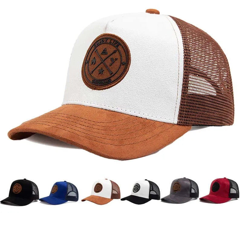 Populär mesh-baseballkeps, unisex, moderiktig, avslappnad, andningsbar, med bokstavsikon, hiphop-trucker-keps, utomhussport, pappakeps
