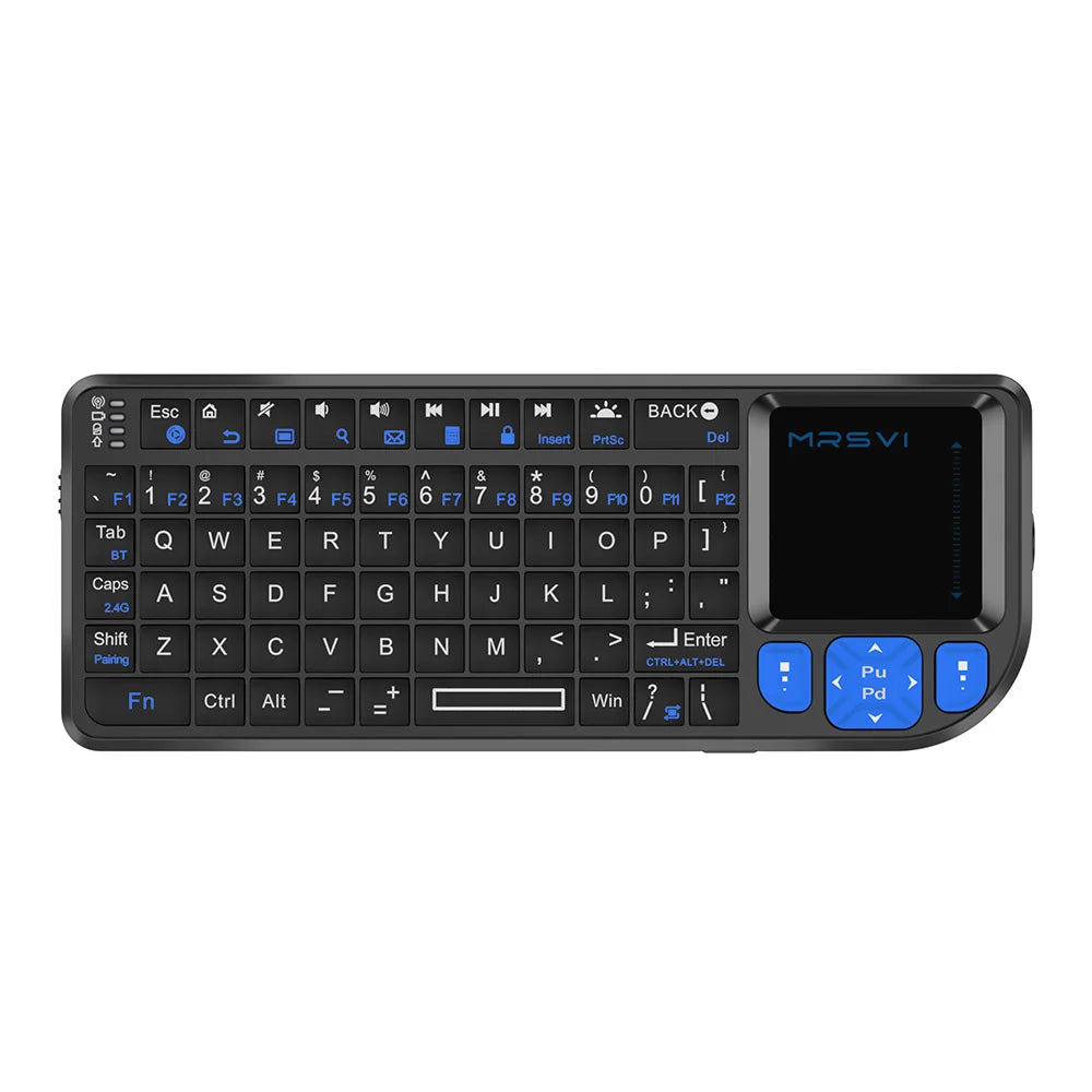 MRSVI Mini-Tastatur A8 PLUS, beleuchtete 2.4GHz- & Bluetooth5.0-Wireless-Tastatur mit Touchpad für Android TV Box, Mac, Laptop, Windows