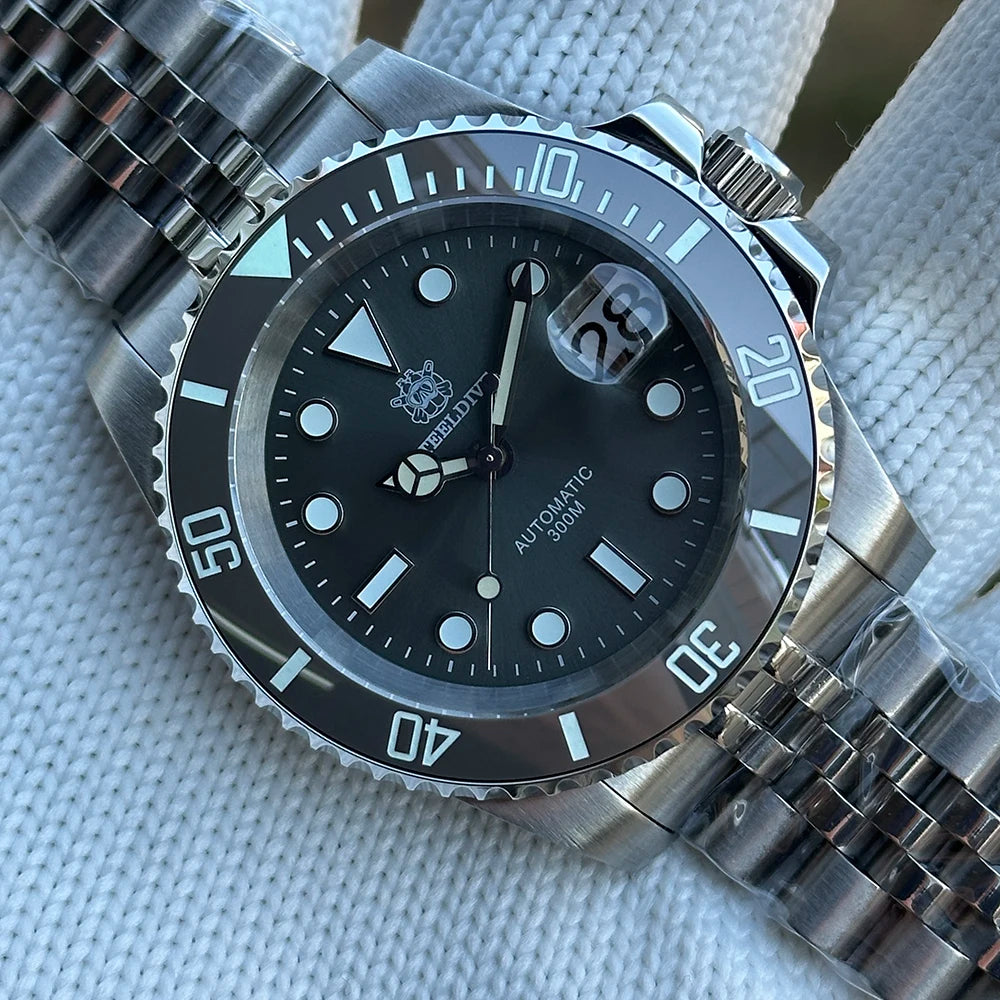 STEELDIVE Brand  SD1953 Gray Dial Stainless Steel NH35 Watch Ceramic Bezel 41mm Sapphire Glass Men Dive Watches  hombre