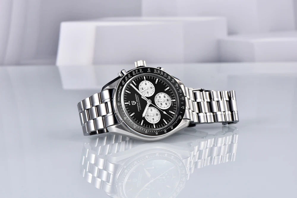 PAGANI DESIGN Moon watch – Luxury quartz chronograph for men, sporty style, sapphire crystal with anti-reflective coating, luminescent display