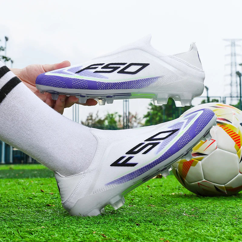 New Men Football Boots Non-Slip Outdoor Sneakers Match Grass Cleats High-quality Soccer Shoes Futsal Hot-selling High-top Light