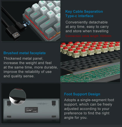 E-YOOSO Hz-61 RGB USB Mini 8K RT Mechanical Gaming Keyboard Magnetic Switch 61 Key Wired for Computer PC Laptop detachable cable