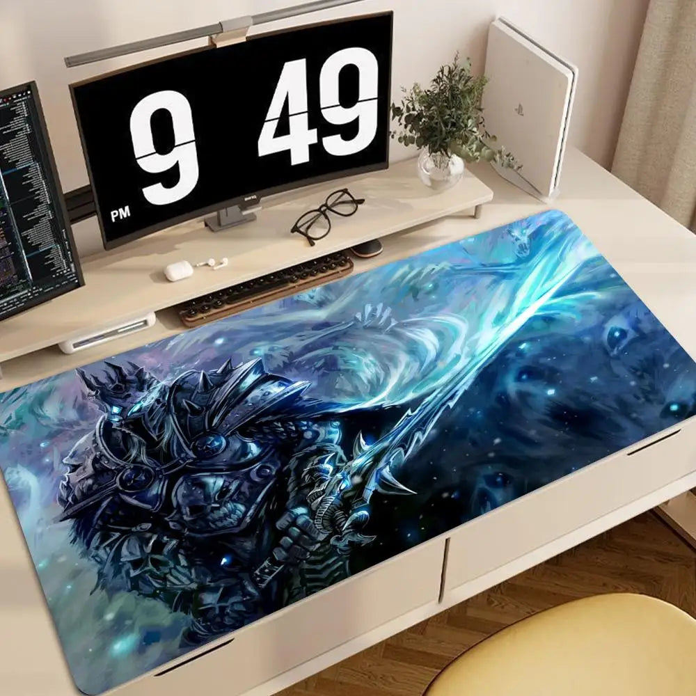 World of Warcraft Anime XXL gaming-musemåtte-skrivebordsunderlag med låst kant, tastatur- og musemåtte til kontor, gamer-computertilbehør HYBXXC