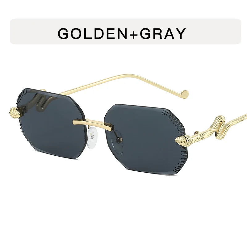Fashion snake-shaped metal decorative sunglasses - unisex irregular frame, UV protection, sunshades