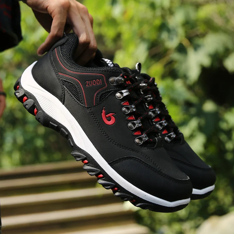 Sapatos casuais em pele para homem, ténis leves de caminhada para primavera, outono e inverno