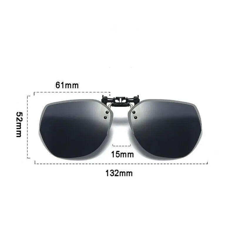 KLASSNUM Men Polarized Clip On Sunglasses Women Flip Up Sunglasses Square Cut Edge Lenses Driving Night Vision Fishing Goggle