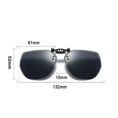 KLASSNUM Men Polarized Clip On Sunglasses Women Flip Up Sunglasses Square Cut Edge Lenses Driving Night Vision Fishing Goggle