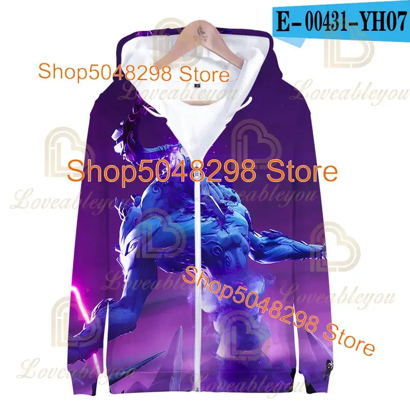 Fortnite Adults Kids Wear Kids Zipper Hoodies Game 3D Print Boys Girls Harajuku Sweatshirt Long Sleeve Tops Teen Clothes