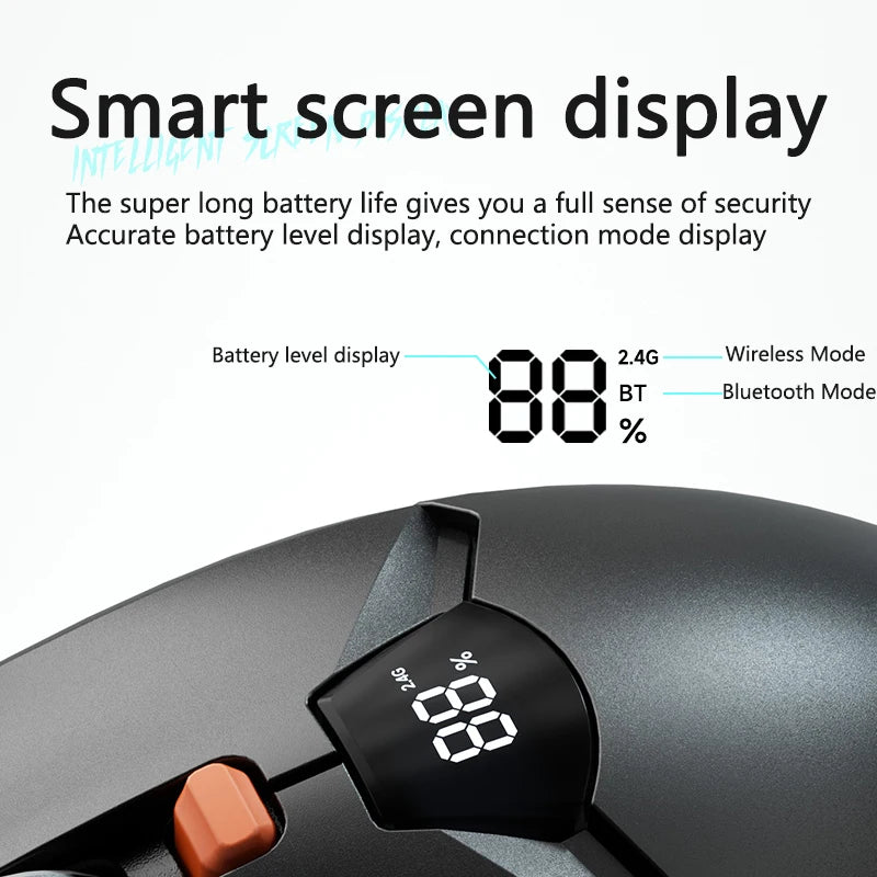 Mouse gaming wireless Warvank SX01 con display smart, regolazione DPI a 6 velocità, batteria ricaricabile da 600mAh, mouse Bluetooth silenzioso per ufficio