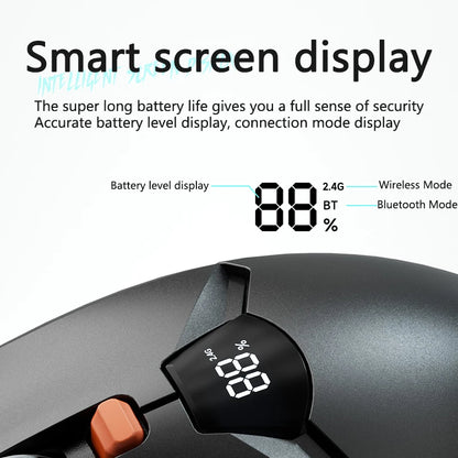 Mouse gaming wireless Warvank SX01 con display smart, regolazione DPI a 6 velocità, batteria ricaricabile da 600mAh, mouse Bluetooth silenzioso per ufficio