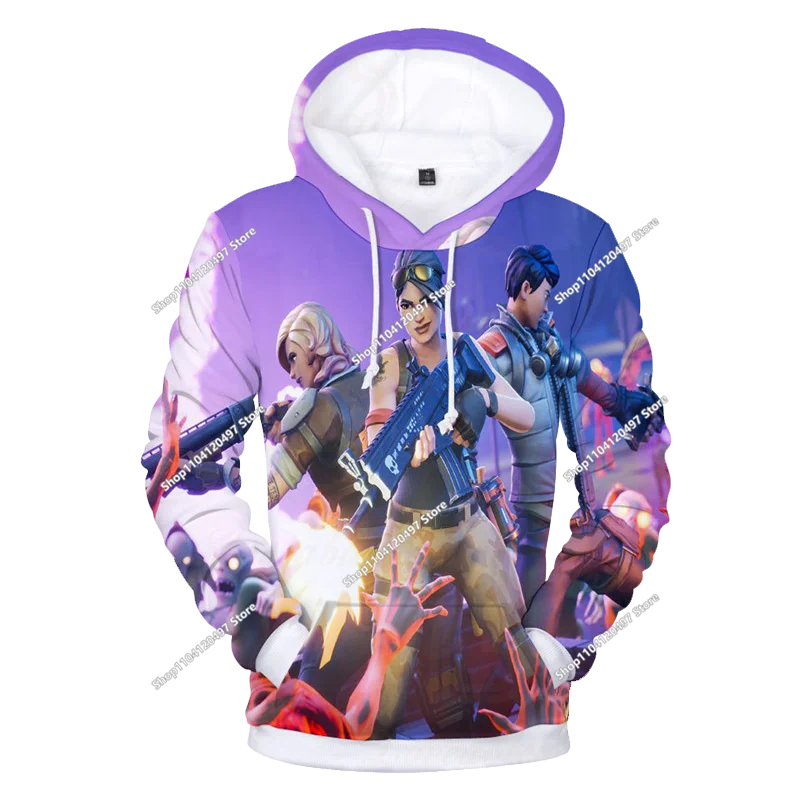 New Fortnite 3D Digital Printed Top Children's Hooded Fashion Trendy Casual Pullover Sweatshirt Birthday Gift