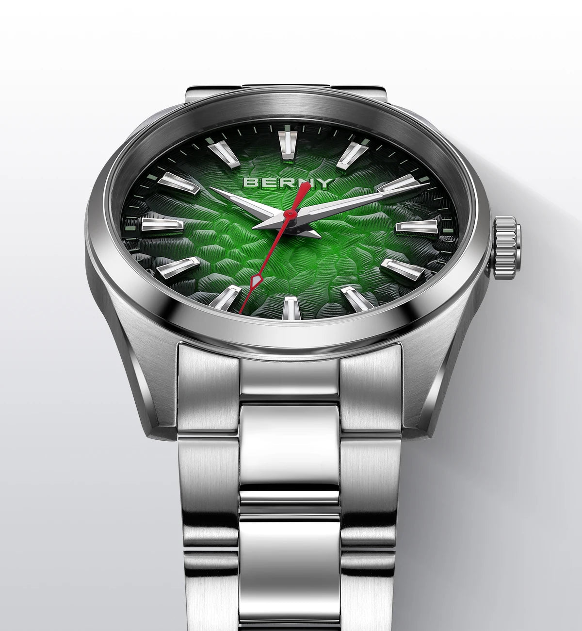 BERNY men’s watch – Quartz watch, sapphire crystal, luminescent hands, water-resistant to 10 ATM, made entirely of stainless steel – Elegant and casual style, ideal for everyday wear or professional occasions